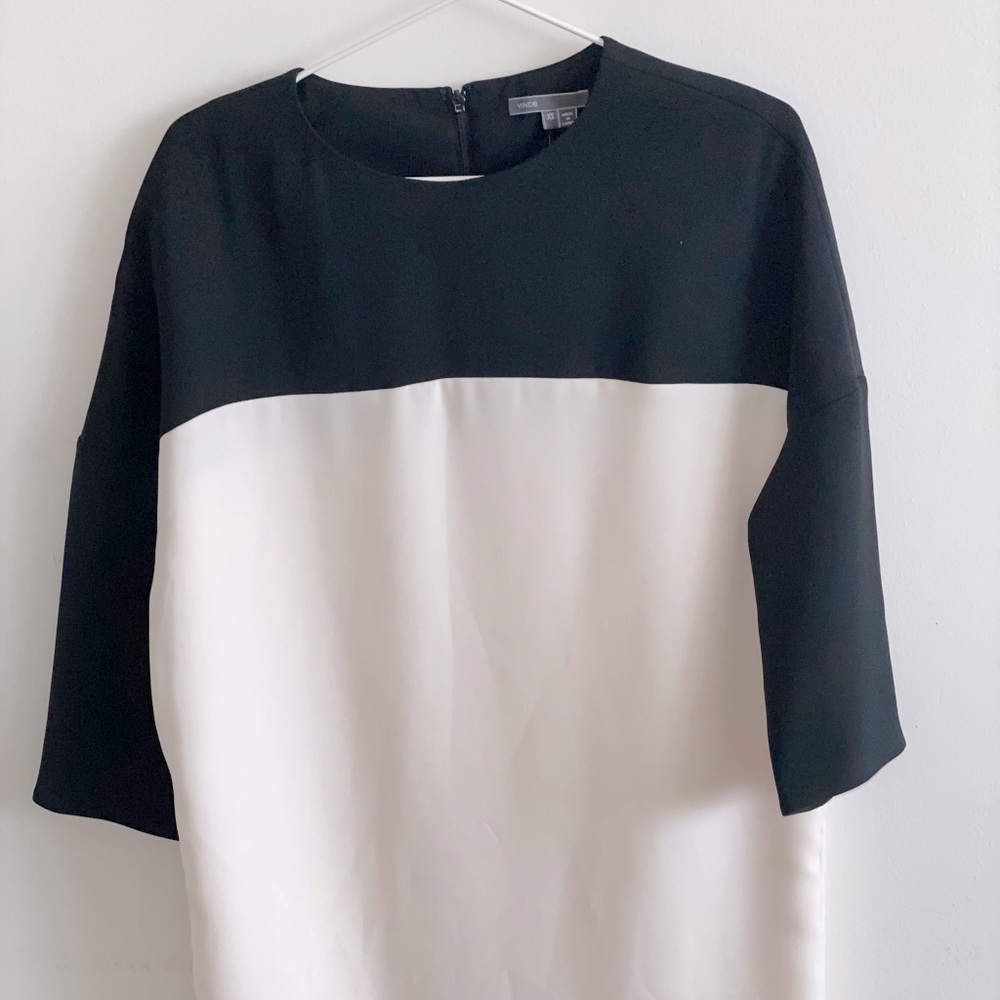 Vince White & Black Colorblock Dress
